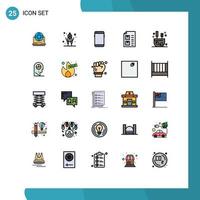 Mobile Interface Filled line Flat Color Set of 25 Pictograms of list delivery school check huawei Editable Vector Design Elements