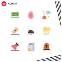 Set of 9 Vector Flat Colors on Grid for holiday theater tickets egg movie tickets cinema tickets Editable Vector Design Elements