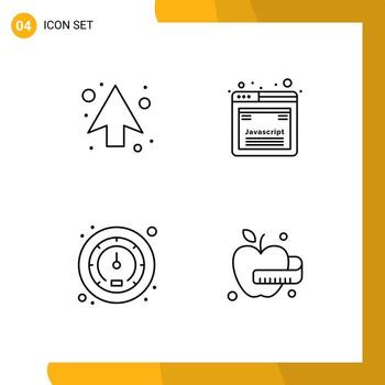 paquete de iconos de vectores de stock de 4 signos y símbolos de línea para dirección de velocidad de flecha elementos de diseño de vectores editables de javascript medical apple