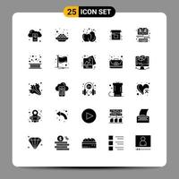 User Interface Pack of 25 Basic Solid Glyphs of ebook release agriculture product business Editable Vector Design Elements