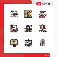 Modern Set of 9 Filledline Flat Colors and symbols such as scientist manager mic consultant person Editable Vector Design Elements