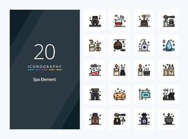 20 Spa Element line Filled icon for presentation vector