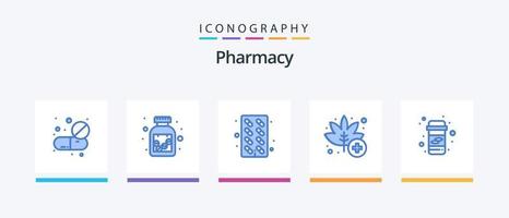 Pharmacy Blue 5 Icon Pack Including medicine. weed. capsule. medicine. leaf. Creative Icons Design vector