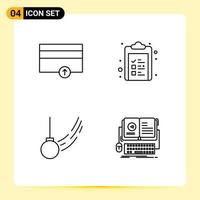 Pack of 4 creative Filledline Flat Colors of finance swing up clipboard ball Editable Vector Design Elements