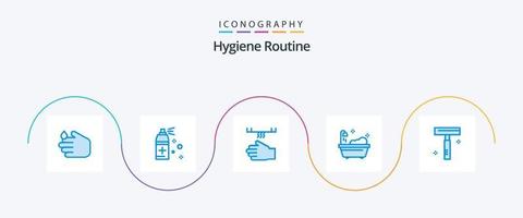 Hygiene Routine Blue 5 Icon Pack Including razor. beauty. bathroom. shower. bathroom vector