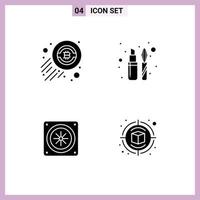 Stock Vector Icon Pack of 4 Line Signs and Symbols for bitcoin cooling economy liner campaign Editable Vector Design Elements