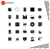 Mobile Interface Solid Glyph Set of 25 Pictograms of calculator app interface add printer Editable Vector Design Elements