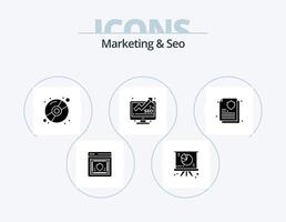 Marketing And Seo Glyph Icon Pack 5 Icon Design. guarantee. monitor. presentation. marketing. marketing vector