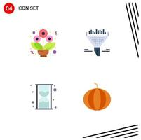 4 iconos planos vectoriales temáticos y símbolos editables de filtro de tiempo de ramo ordenar elementos de diseño vectorial editables de calabaza vector