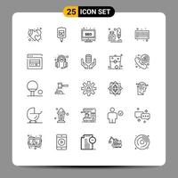 paquete de iconos de vector de stock de 25 signos y símbolos de línea para elementos de diseño de vector editables de oficina de código de barras seo carta erite