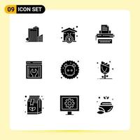 Set of 9 Commercial Solid Glyphs pack for web maintenance web configuration loanhome web advancement keys Editable Vector Design Elements