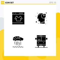 4 User Interface Solid Glyph Pack of modern Signs and Symbols of card hovercar shop graph car Editable Vector Design Elements