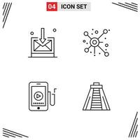Line Pack of 4 Universal Symbols of business cell distribute connection chichen itza Editable Vector Design Elements