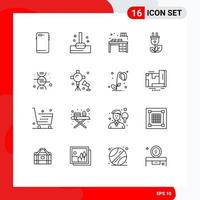 Set of 16 Modern UI Icons Symbols Signs for dna plug table energy decorate Editable Vector Design Elements