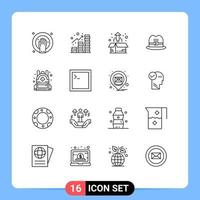 Outline Pack of 16 Universal Symbols of education american box cap product growth Editable Vector Design Elements