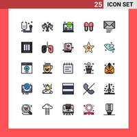 Universal Icon Symbols Group of 25 Modern Filled line Flat Colors of mail relaxation online chat hygiene beauty Editable Vector Design Elements
