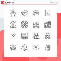 Universal Icon Symbols Group of 16 Modern Outlines of event drop notepad education Editable Vector Design Elements