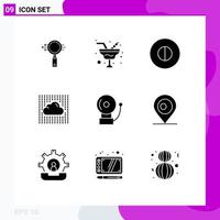 9 Universal Solid Glyphs Set for Web and Mobile Applications bell layers ancient secure data Editable Vector Design Elements