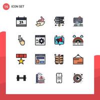 Mobile Interface Flat Color Filled Line Set of 16 Pictograms of gestures audmented books technology reality Editable Creative Vector Design Elements