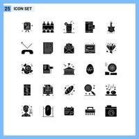 25 Universal Solid Glyph Signs Symbols of laboratory pay healthy online e Editable Vector Design Elements