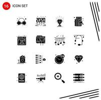 Set of 16 Modern UI Icons Symbols Signs for design work registration prize listing filing Editable Vector Design Elements