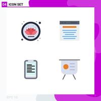 Universal Icon Symbols Group of 4 Modern Flat Icons of lotus text advertising marketing motivation Editable Vector Design Elements