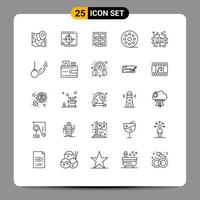 Set of 25 Modern UI Icons Symbols Signs for boxing movie opening film building Editable Vector Design Elements