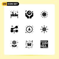 Mobile Interface Solid Glyph Set of 9 Pictograms of weightlifting exercise music dumbbell holiday Editable Vector Design Elements