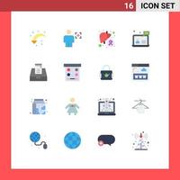 Flat Color Pack of 16 Universal Symbols of customer chat recognition support liver Editable Pack of Creative Vector Design Elements