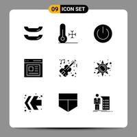 Universal Icon Symbols Group of 9 Modern Solid Glyphs of violin marriage energy user content Editable Vector Design Elements