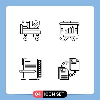 4 Line concept for Websites Mobile and Apps bed file insurance presentation script Editable Vector Design Elements