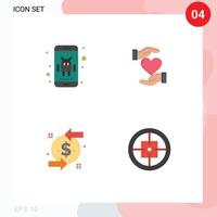 Editable Vector Line Pack of 4 Simple Flat Icons of android back phone hand dollar Editable Vector Design Elements