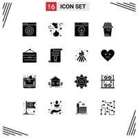 Group of 16 Solid Glyphs Signs and Symbols for and junk communication equipment user Editable Vector Design Elements