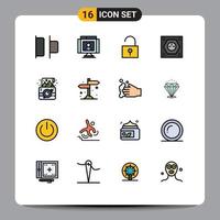 Stock Vector Icon Pack of 16 Line Signs and Symbols for camera socket lock power energy Editable Creative Vector Design Elements