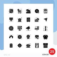 Set of 25 Modern UI Icons Symbols Signs for ebook contact fast food twitter hash tag Editable Vector Design Elements