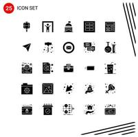 25 Universal Solid Glyph Signs Symbols of basic ui flag layout design Editable Vector Design Elements