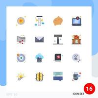 16 User Interface Flat Color Pack of modern Signs and Symbols of share laptop communication error vegetable Editable Pack of Creative Vector Design Elements