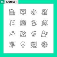 paquete de iconos vectoriales de stock de 16 signos y símbolos de línea para la marca de archivos de Internet de la oficina de informes elementos de diseño vectorial editables vector