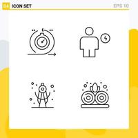 User Interface Pack of 4 Basic Filledline Flat Colors of agile human fast body geometry Editable Vector Design Elements