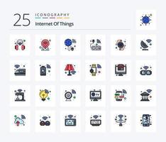 Internet Of Things 25 Line Filled icon pack including network. connections. internet. wifi. smart