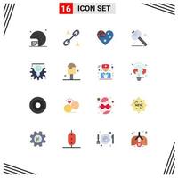 Modern Set of 16 Flat Colors and symbols such as process idea country gear hand Editable Pack of Creative Vector Design Elements