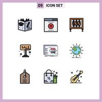 Pictogram Set of 9 Simple Filledline Flat Colors of strategy game gate for sale board Editable Vector Design Elements