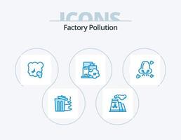 Factory Pollution Blue Icon Pack 5 Icon Design. breathe. pollution. air. landscape. factory vector