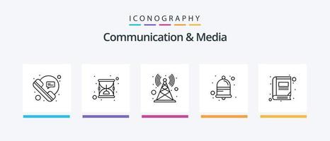 paquete de iconos de línea 5 de comunicación y medios que incluye conversación. llamada. auriculares. burbuja. señal. diseño de iconos creativos vector