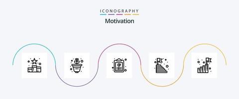 paquete de iconos de la línea de motivación 5 que incluye el éxito. montaña. portapapeles. cima. tarea vector