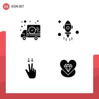 Pack of creative Solid Glyphs of delivery gesture truck space diamond Editable Vector Design Elements