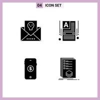 4 Solid Glyph concept for Websites Mobile and Apps address ecommerce horror making website shopping Editable Vector Design Elements