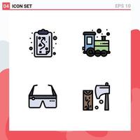 Filledline Flat Color Pack of 4 Universal Symbols of clipboard computing tactics train glasses Editable Vector Design Elements