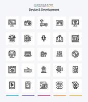 Creative Device And Development 25 OutLine icon pack  Such As monitor. interface. device. touch. interaction vector