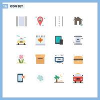 Set of 16 Modern UI Icons Symbols Signs for car location infrastructure house buildings Editable Pack of Creative Vector Design Elements